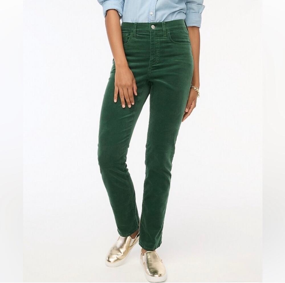 NWT J.Crew Factory Corduroy Full-Length Essential Straight Pant Green 31 Tall